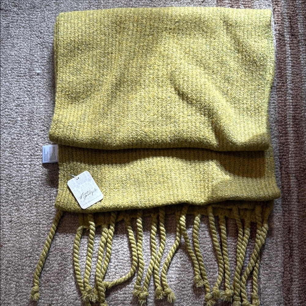 Free People Yellow Fringe Scarf